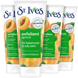 St. Ives Fresh Skin Apricot Face Scrub, Deep Exfoliator Skin Care for Clean, Glowing Skin, Oil-free Facial Scrub Made with 100% Natural Exfoliants, 6 oz, 4 Pack