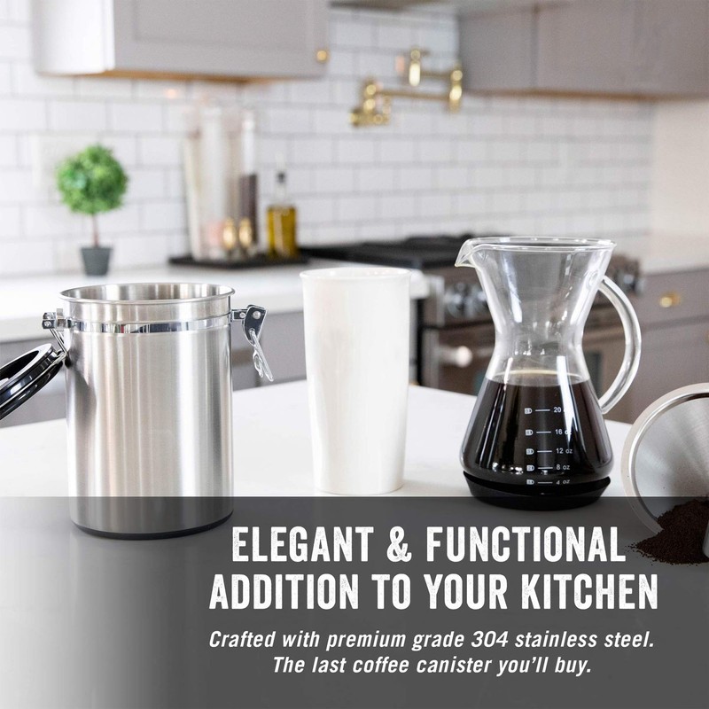 Airtight Stainless Steel Coffee Bean Container Coffee Canister Kitchen Food