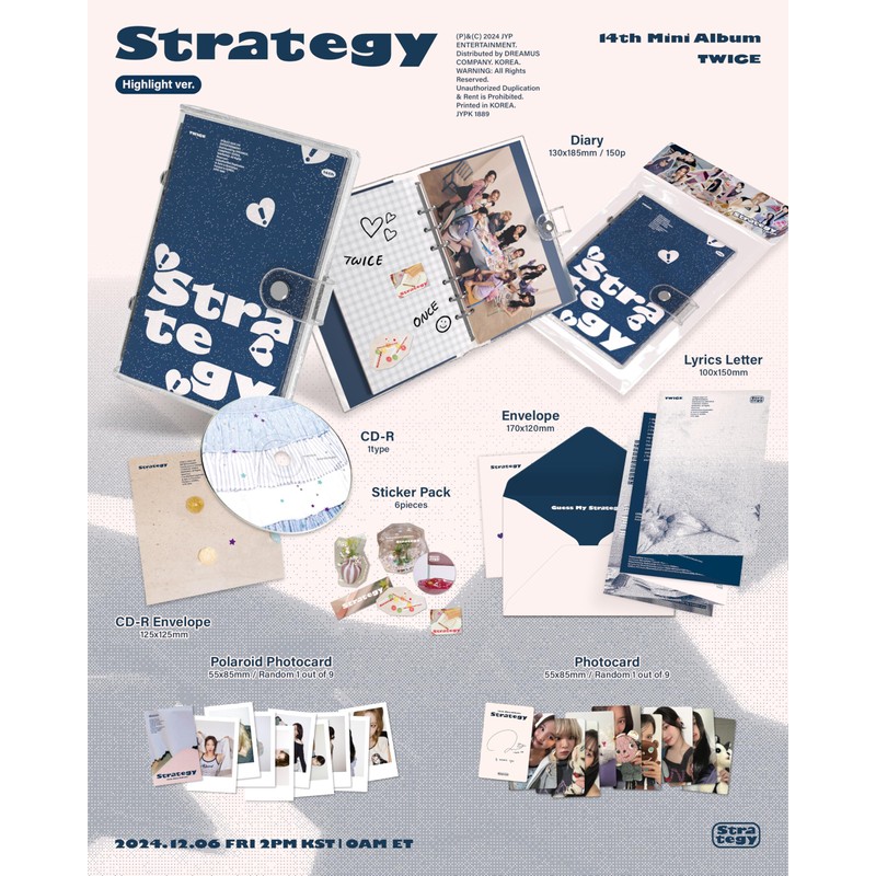 TWICE - 14th Mini Album [STRATEGY] Highlight Version Diary Photocard