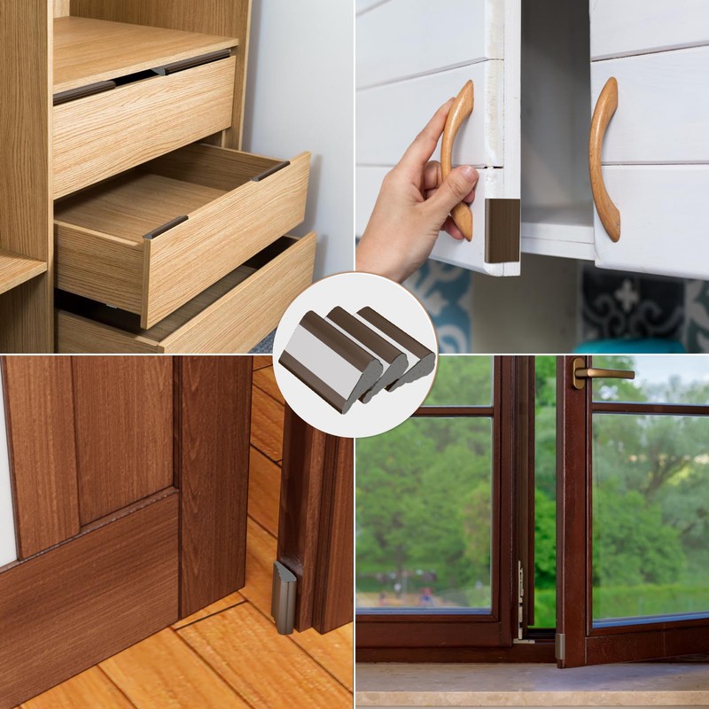 Wedge-Shape Window Weather Stripping Door Frame Seal Strip 3Pcs×196" Brown,Upgrade