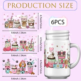 Acuiwer 6 Blätter DTF Transferaufkleber Transfer Aufkleber UV DTF Transfer Decals Tasse Wrap Transfer Sticker für Glasbecher Glas Tassen Dekor Pflanze Aufkleber (A-Cute)