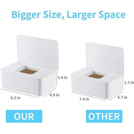 Cloth Wipes Dispenser, 8.2L x 4.9W x 3.9H inches, Cloth Baby Diaper Wipes Container for Homemade Reuseable Baby Essential, Black