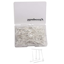 Shapenty Shapenty 500PCS Mini Metal Wire Eyepins Beading Small Open Eye Head Pins Needles Bulk for DIY Craft Bead Earring Pendant Necklace Bracelet Jewelry Charm Finding Making (Silver, 24mm/1Inch)