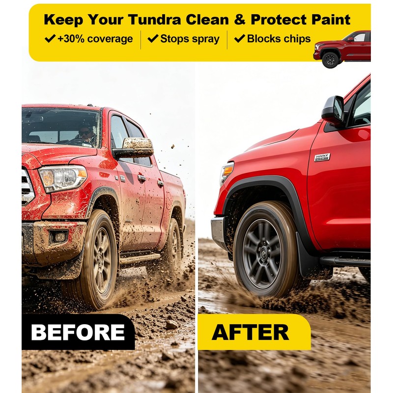 No Drill Mud Flaps for 2022-2026 Toyota Tundra Splash Guards,