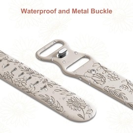 Strisinho Floral Engraved Watch Bands Compatible with FITVII Nexa 1.57 inch Smart Watch, Soft Silicone Flower Pattern Watch Straps Sport Replacement Wristband for FITVII Nexa Fitness Tracker