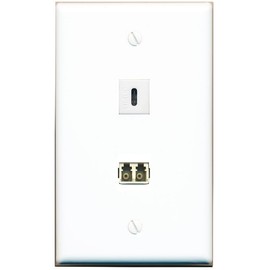 RiteAV LC Multimode Fiber Duplex USBC Wall Plate Flat/Solid [White]