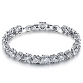 Cubic Zirconia Bracelet Women's Silver Gold: Adjustable CZ Tennis Bracelet with Box for Christmas Gift for Girlfriend Mother Wife, Stone stone Non Precious Metal