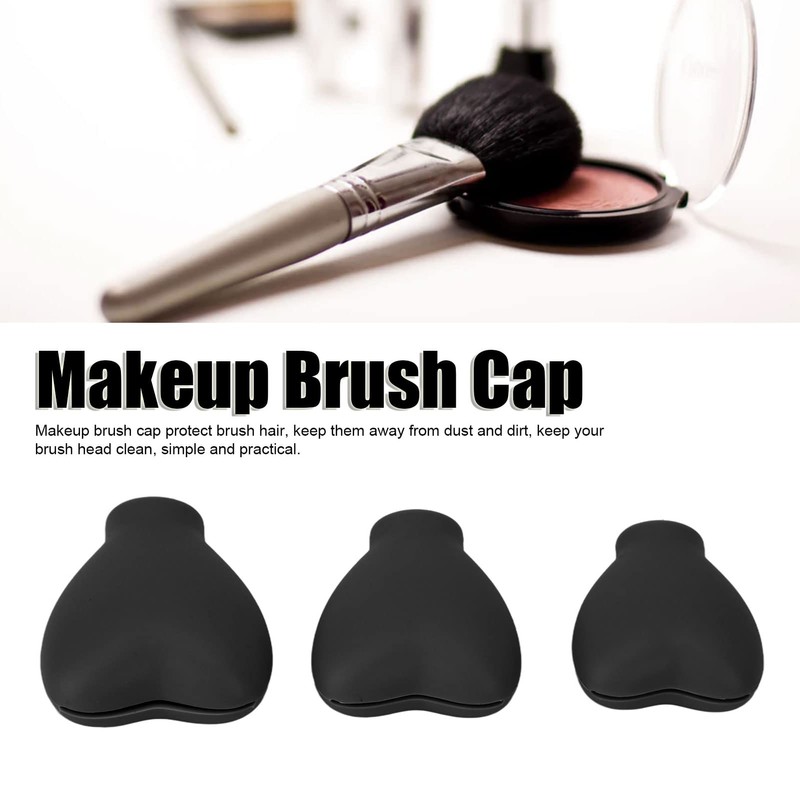 Makeup Brush Cover, Heart Shaped Brush Cover Portable 3pcs Slip