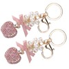 2Pcs Keychain Pendant Pearl DiamondStudded Fruit Shape Key Ring Girl