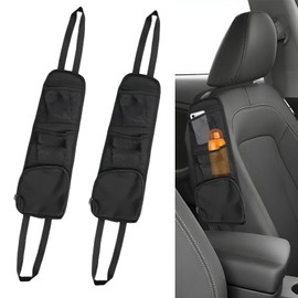 Pack of 2 Car Organiser, Back Seat, Car Seat Organiser, Storage Bag, Foldable Car Seat Side Organiser, Foldable Car Storage Bag, Mesh Pockets, for Trucks, Vans, Suv, Black