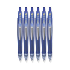 Pilot G6 Retractable Gel Ink Rolling Ball Pen, Refillable, G2 Ink, Fine Point, 0.7mm, Blue Ink, 6 Count