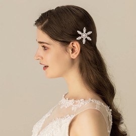 Xduargs Boho Snowflake Hair Clip Rhinestone Vintage Crystal Snow Hairpin Barrette Sparkly Cz Snow Hair Pins Hairclip Crystal Wedding Bridal Hair Barrette Decorative Hair Accessories for Women(Gold)