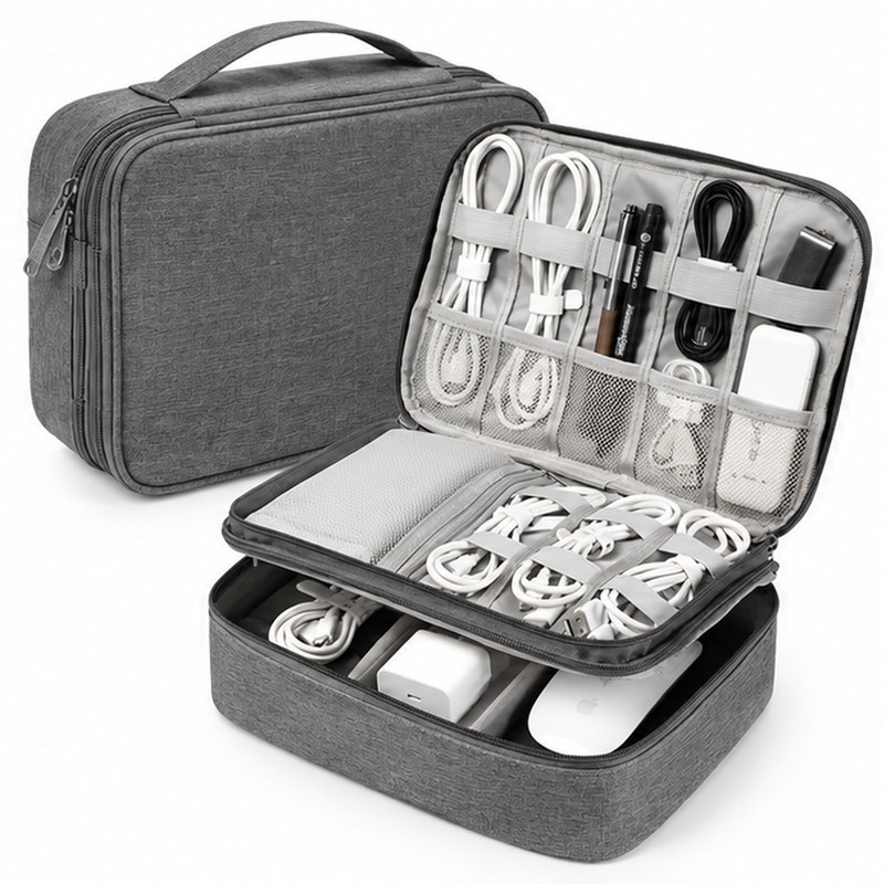 Travel Electronics Organizer Bag for Cables and Chargers – Waterproof