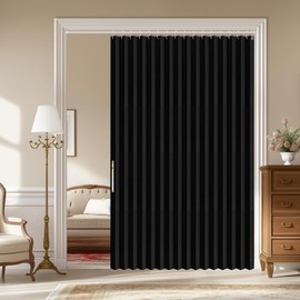 AJAZZ 100% Blackout Accordion Door Closet Curtain Door Curtain Invisible Applicable Bedroom Room Living Room Doorway (Black 72" W x 78" L) 1 Panel