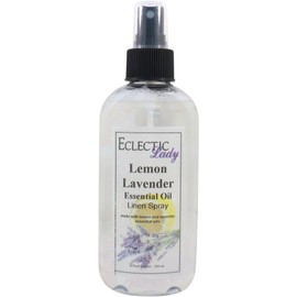 Lemon Lavender Essential Blend Oil Linen Spray, 8 ounces - Eclectic Lady Sheet and Linen Spray - No Artificial Colors, Parabens, or Preservatives - Long-Lasting Scent for Bed, Fabric & Pillow