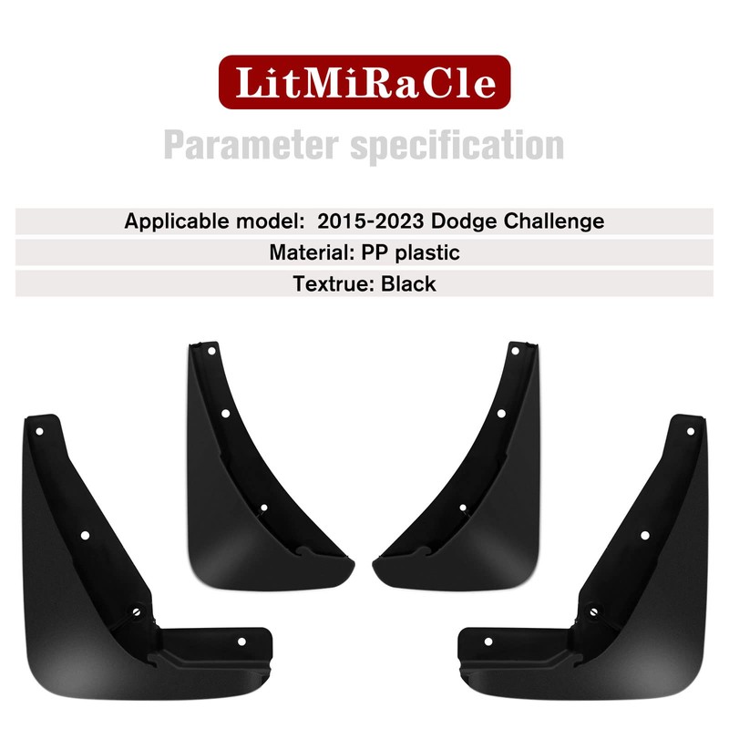 LitMiRaCle Guardabarros para salpicaduras, compatible con Dodge Challenger 2015-2023, juego
