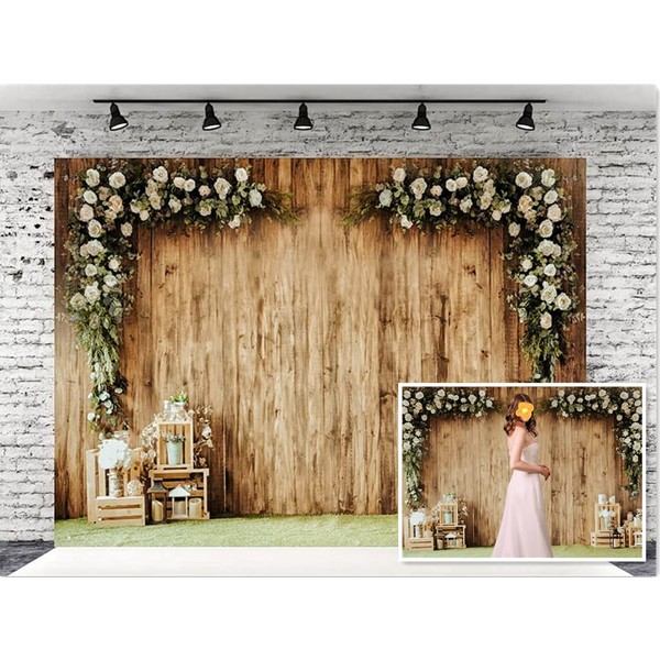 WaW 2.7 x 1.8 m Photo Backdrop, Beige Wooden Wall,
