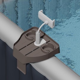 Hot Tub Table - Hot Tub Tables for Outside,Adjustable Spa Caddy with 2 Cup Holders for Bathtub Outdoor Inflatable Pool Wall Thickness of 5.9 to 9.8 Inches