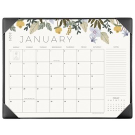 Desk Calendar 2025 with Desktop Mat, Cabbrix Large Desk Pad Calendar 22 x 17 Inch Runs From March 2025 to June 2026, Floral Design Calendar 2025 for Home School and Office (Black)