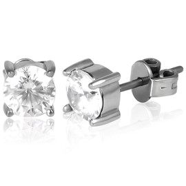 G23 Titanium Stud Earrings for Sensitive Ears (Round CZ)