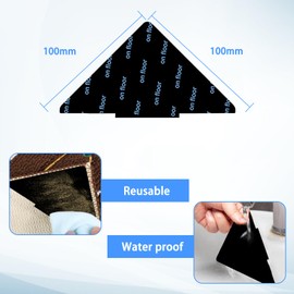 wimony 12 Pieces Rug Grippers，Anti Slip Rug Grips，Rug Stickers for Wooden and Hard Floors，Reusable Rug Anti Slip Pads(Black Tree Triangle 100 * 100mm)
