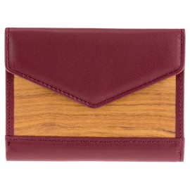 SEBASTIAN STURM Linda Purse Genuine Wood and Leather Elegant Women's Wallet, Red / Amazaque, coin purse