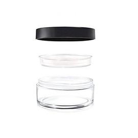 1PCS Portable Empty Clear Foundation Make-up Powder Puff Box Case Container with Powder Puff Sifter and Black Screw Lid Loose Powder Jar Pot (Ф7cm-Black Lid)