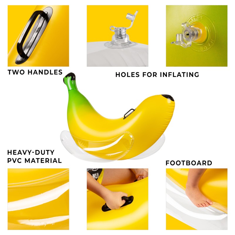 Vaygway Ride-on Inflatable Banana Pool Float- 1-2 Person Yellow Swimming