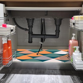 SFSGQZTZ Under The Sink Mat, 24 X 36 in, Durable & Waterproof Premium Mats to Protect Kitchen & Bathroom Cabinets, Absorbent & Easy to Clean Shelf Liner(Multi-Color)