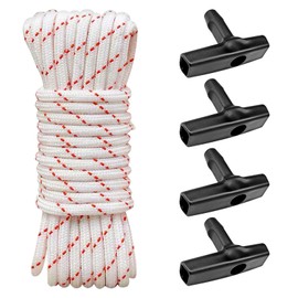 Kisvic Starter Rope Lawnmower 10 m, Lawn Mower Pulley and 4 Pieces Start Handle, Suitable for Lawnmowers, Trimmers, Edge Cutter, Brush Cutter, Engine Parts, Chainsaws