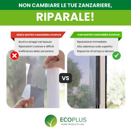 FralEcoPlus Nastro Riparazione Zanzariere in Fibra di Vetro – Nastro ripara Zanzariera Adesivo – Resistente a umidità, caldo, freddo, Facile da Applicare in modo rapido – Grigio, 5 Metri