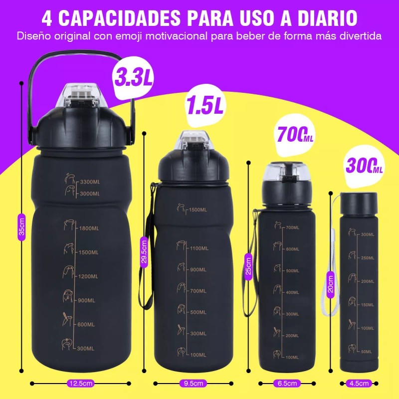 Trixter Botella De Agua Deportiva Alta Calidad 3pzs Pareja Familia