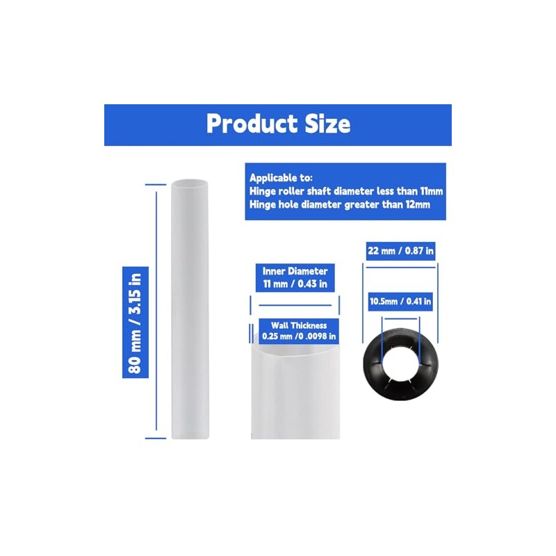 Akozon Garage Door Roller Sleeves, 20 Sets Garage Door Hinge