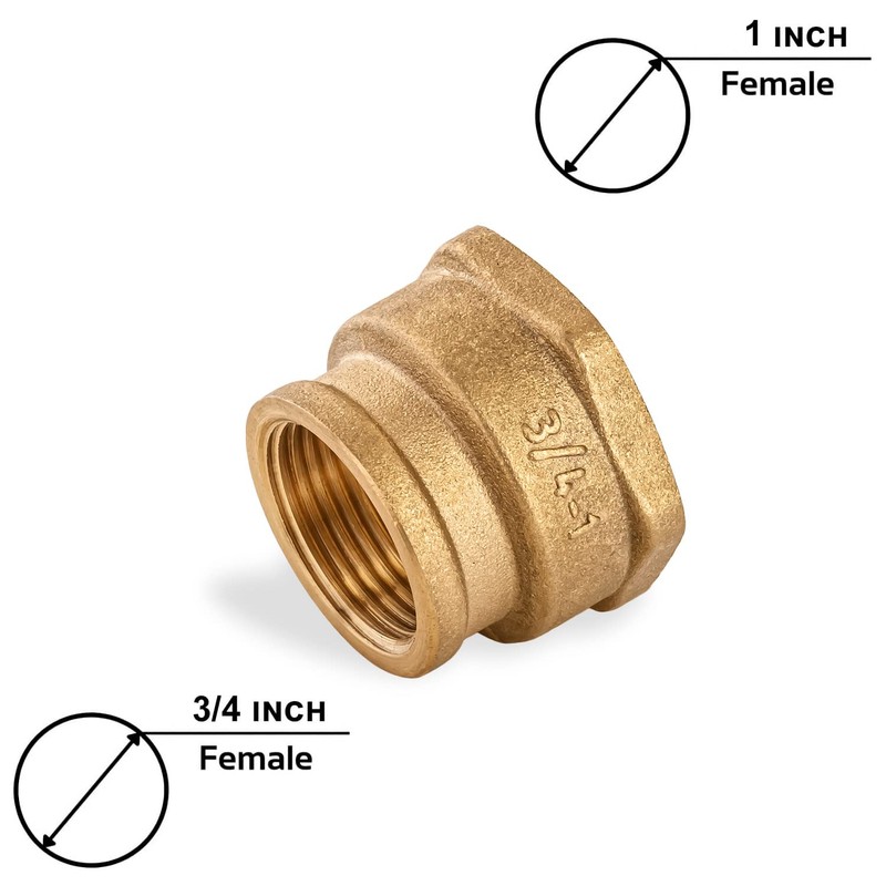 Brass Reducing Coupling 3/4" Female x 1" Female Construction NPT