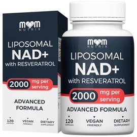 MOM NUTRIX Suplemento liposomal de NAD con resveratrol - NAD Plus de alta pureza 2000 mg, 120 cápsulas, fabricado en los Estados Unidos - Alternativa 