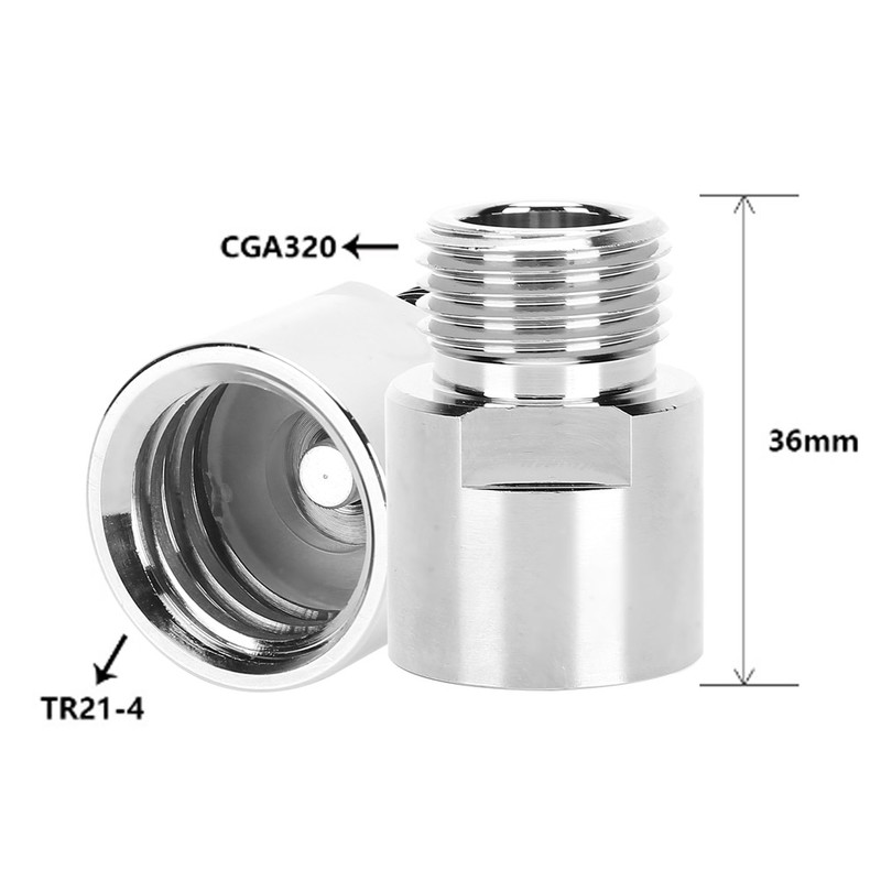 CO2 Cylinder Adapter Female Thread TR21‑4 to Male Thread CGA320