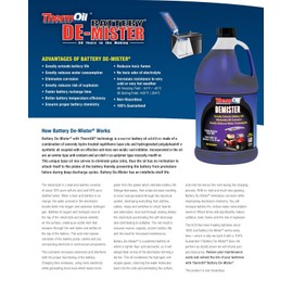 Thermoil® De-Mister Eliminates Golf Cart Battery Corrosion Greatly Extends Battery Life Greatly Reduces Water Consumption & Toxic Fumes Treats Five 6, 8, or 12 Volt Battery. Made in USA