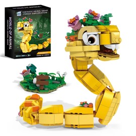 MENTOJOY Building Blocks Snake Toy, 681 Pieces Forest Exploration Theme Set, Yellow Snake Display with Flowers, Desktop Decoration Gift for Kids Ages 6-12+