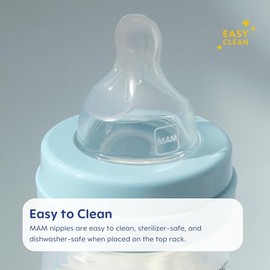 MAM MAM Bottle Nipples Mixed Flow Pack - Medium Flow Nipple Level 2 and Fast Flow Nipple Level 3, for Newborns and Older, SkinSoft Silicone Nipples for Baby Bottles, Fits All MAM Bottles, 4 Pack