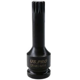 M14 x 78mm Spline Bit Triple Square Impacted Extra Long 1/2” Drive Male Socket