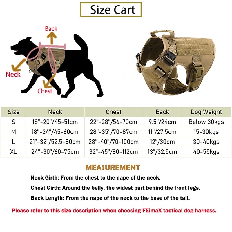 FEimaX Tactical Dog Harness for Military Patrol Working Dog No