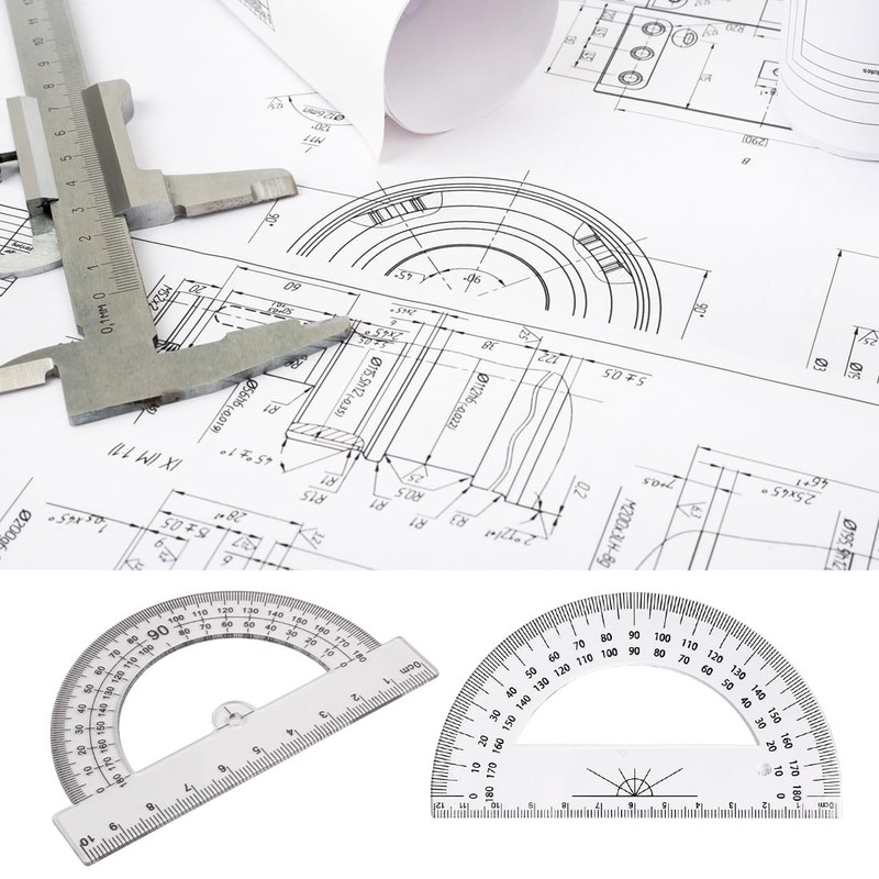 LYITZW 6 Pieces Plastic Geometry Goniometer, 180 Degree Plastic Protractor,