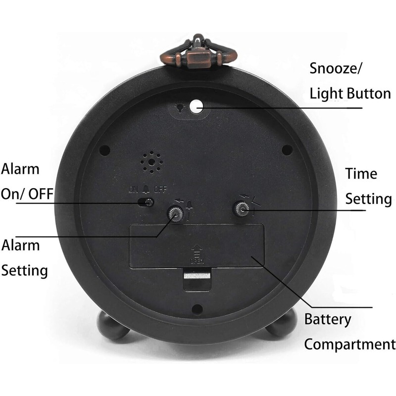 Clock Vintage Retro Style Analog Alarm Clock, 4 inch Super