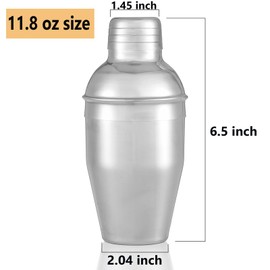 Handheld Cocktail Martini Shaker,Stainless Steel Drink Mixer Wine Shakers With Strainer for Bar,Home Bartending Mini Size(11.8oz)