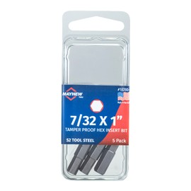 Mayhew Tools 18290-5 USA Tamperproof SAE Hex Insert Bit, 7/32 x 1", 5-Pack