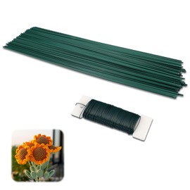 Pack of 100 Plug-In Wire Floristry, 30 cm Floristry Wire, Green, Floral Wire, Green, Craft Wire for Flowers, Reusable, Flower Trunk Wire for Making Bouquets, Wreaths, Flower Crafts