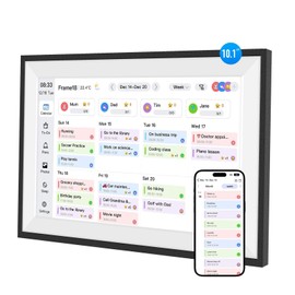 Fotocube 10.1" Digital Calendar Wall Planner Chore Charts and To Do List HD Smart Touch Screen Interactive display Desk Calender for Family Schedules Built-in Digital Photo Frame Function (White and Black, 10.1 inch)