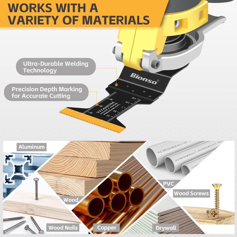 Bionso 20PCS Titanium Oscillating Tool Blade Cuts Metal and Wood,