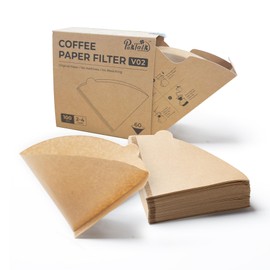 PakTalk Coffee Filters V60 Coffee Filter Size 02 Cone Coffee Filters 2-4 Cups for Pour Over and Drip Coffee Maker(Natural Brown, 100 Count)