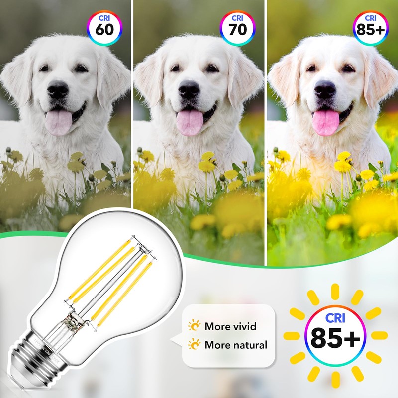 MAXvolador 60W Equivalent E26 LED Filament Light Bulbs, 850LM Neutral